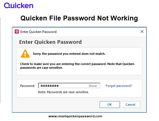 Quicken File Password Not Working