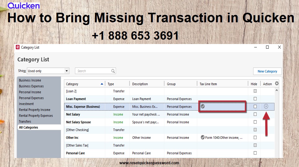 How to Bring Missing Transaction in Quicken